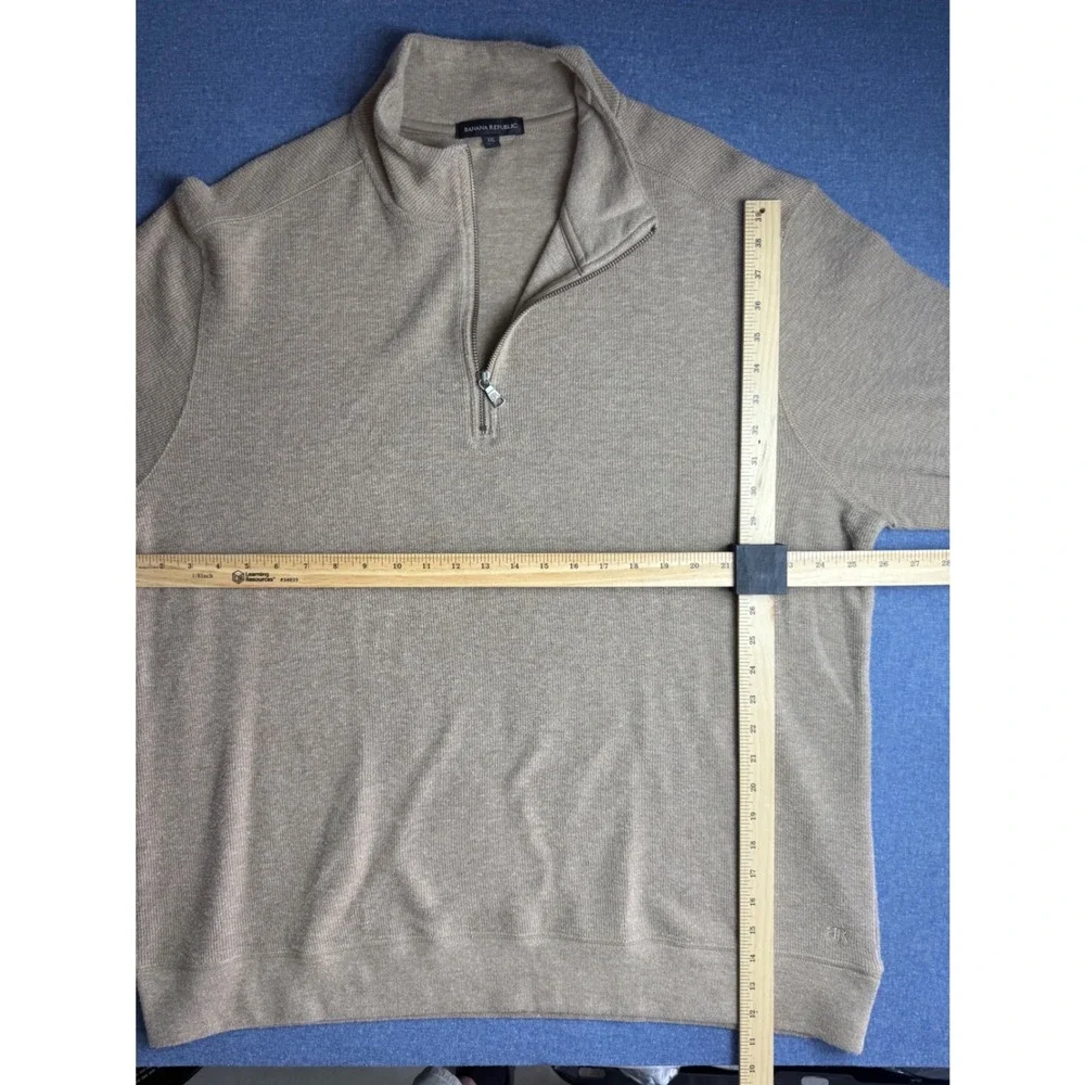 Banana Republic Mens XXL Tan Heather Quarter Zip Pullover Sweater 1799236 F24
